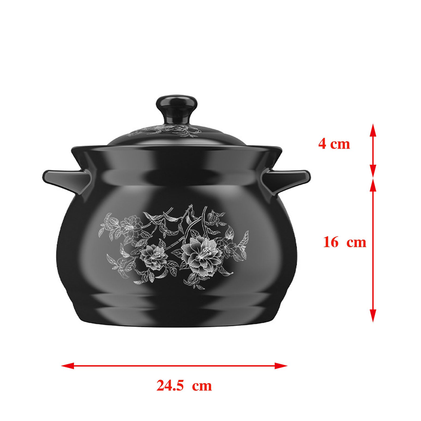 YLME Naczynie ceramiczne ceramiczny gliniany garnek do zupy do użytku domowego, Garnek do duszenia na kuchence gazowej odporny na wysoką temperaturę, Trwałe ceramiczne naczynia kuchenne,4L