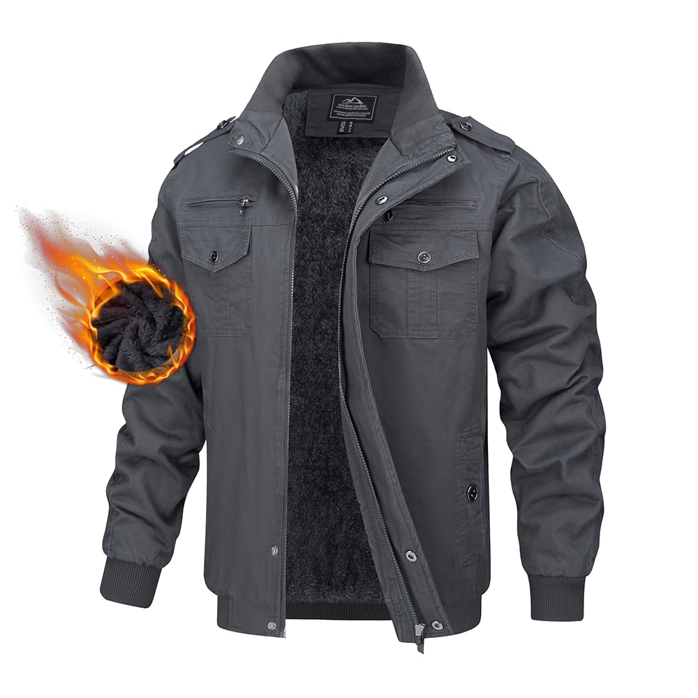 TACVASEN Uomo Giacca Militare Invernale Jacket Casual Interno in Pile Caldo collo in Piedi