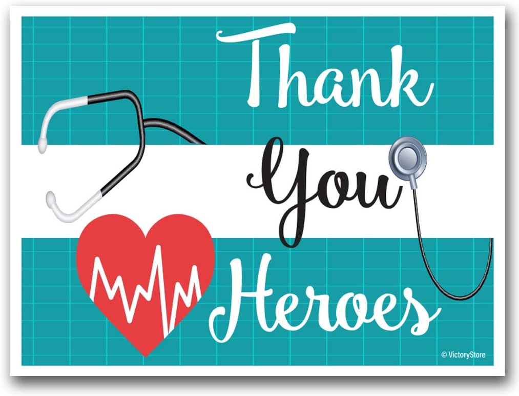 VictoryStore Yard Decorations: Health Care Thank You Heroes Yard Sign - Waterproof Sign, Measures 18 Inches By 24 Inches Includes 2 Stakes