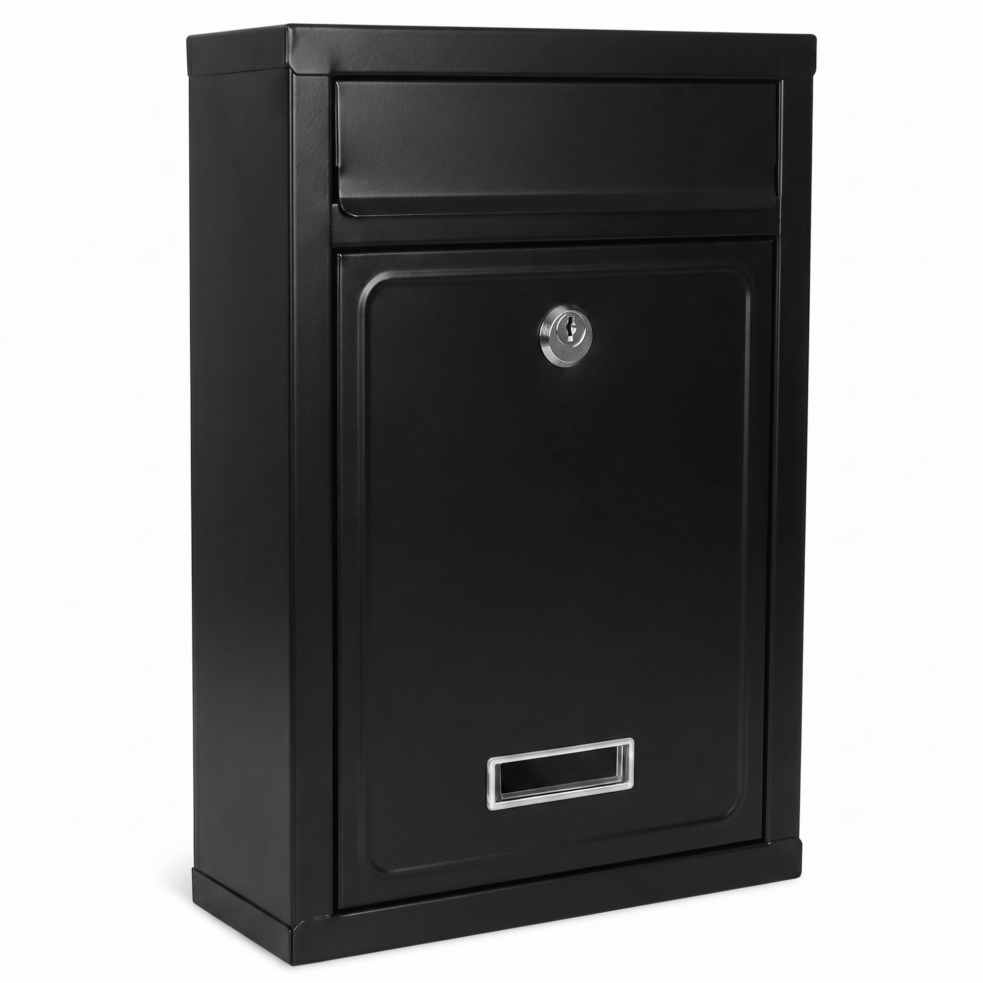 Winsome Wall Mounted Post Box, Black, Steel Plated, Two Keys