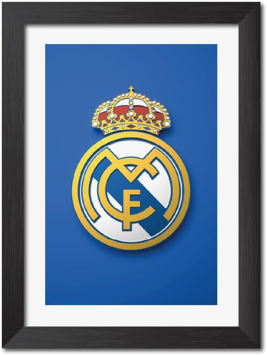 TenorArts Real Madrid FC 3D Textured Logo Laminated Poster Framed Painting With Matt Finish Black Frame (12 inches x 9inches)