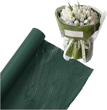 Flower Wrapping Paper, Kraft Paper, Flower Shop Bouquet Materials,Three-Dimensional Embossed Fenghua Paper, 50X900cm,Green