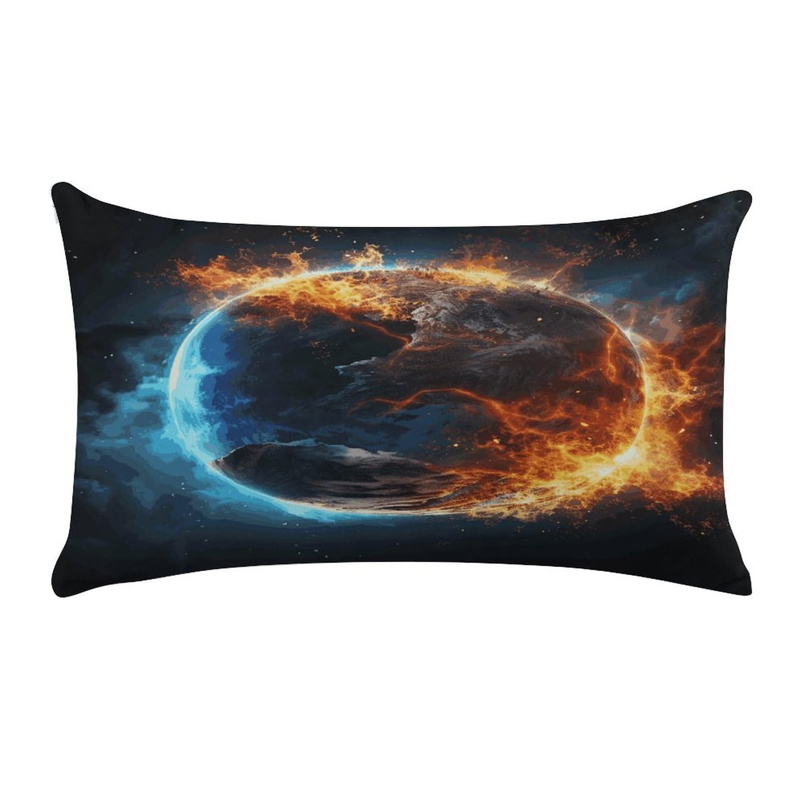 Planet Ice and Fire Pillow Cover Super Soft Pillowcase Luxury Cozy Fuzzy Velvet Pillow Shams Breathable Standard Pillow Cases with Zipper Wrinkle-Free Pillow Cover 12 "×20 "