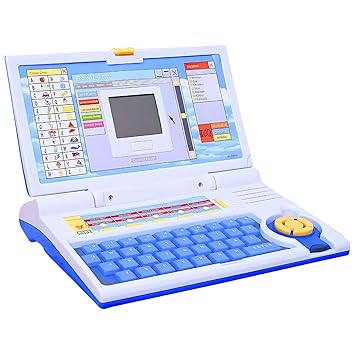 MiniExplorer Educational Computer Laptop Toy for Kids with Mouse |Toys for 2 - 5 Years Old Boys Girls| Learning Activity Alphabet, Letter, Words, Games & Music, Mathematics Logical Memory Tool - Blue - image, photos