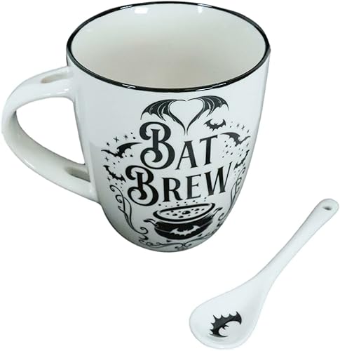 Miniatura 2 de Pacific Giftware Juego de taza y cuchara, kit de té de porcelana gótica con 2 piezas, 5.31 pulgadas x 3.78 pulgadas x 4.29 pulgadas, 13 onzas
