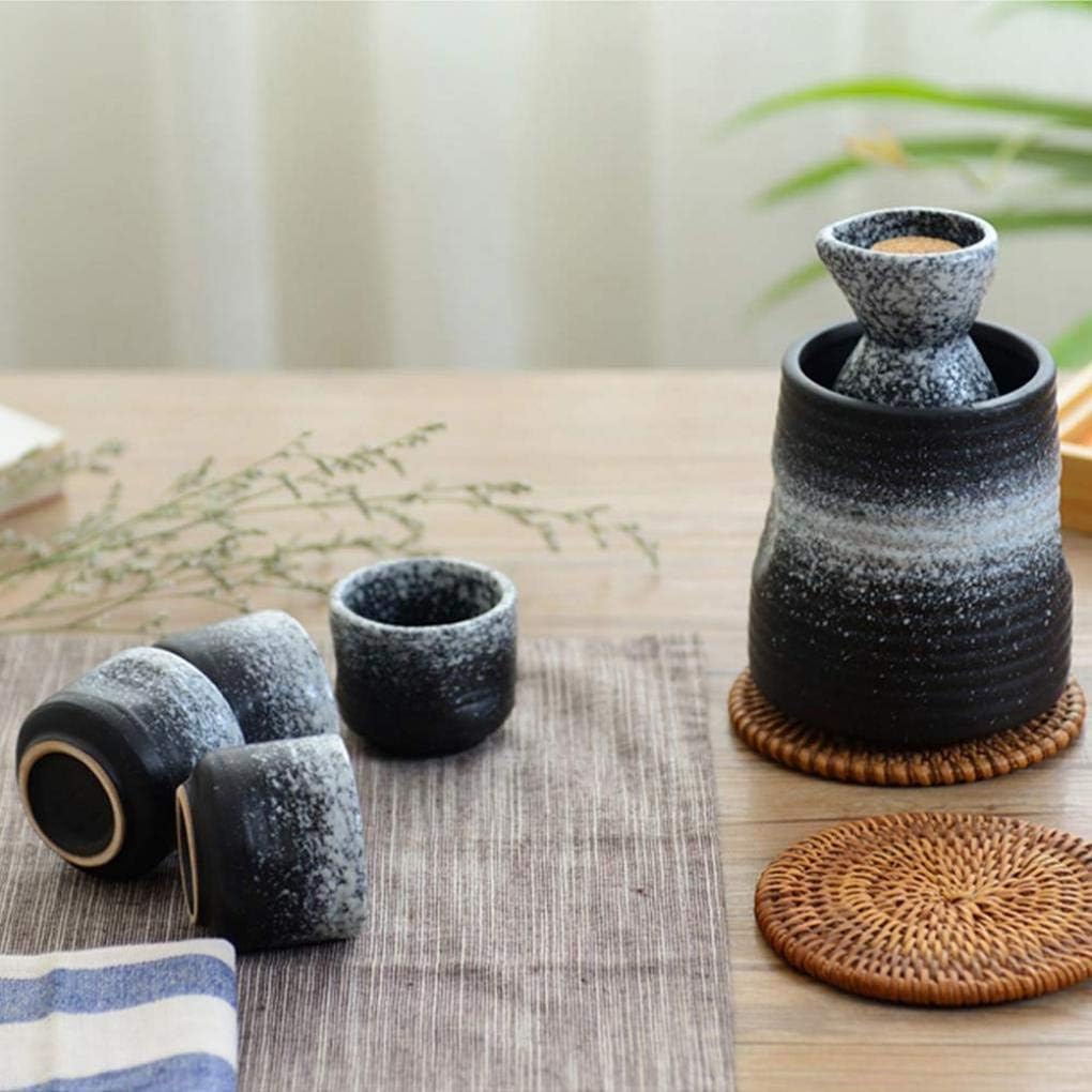 Set da Sake con Texture smaltata con fiocco di Neve Nero, Set da vino in porcellana per USO alimentare giapponese, per Set da Sake Freddo/Caldo/Caldo/Shochu/stoviglie da tè, 6 pezzi