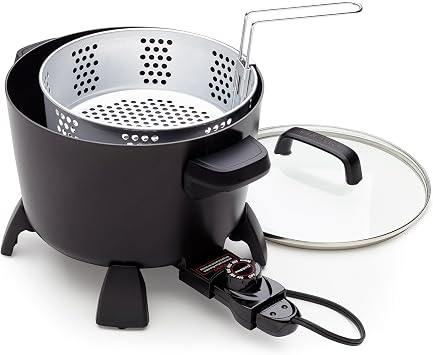 Presto 8-Quart Big Kettle, Steamer and Deep Fryer Multi-Cooker, Black