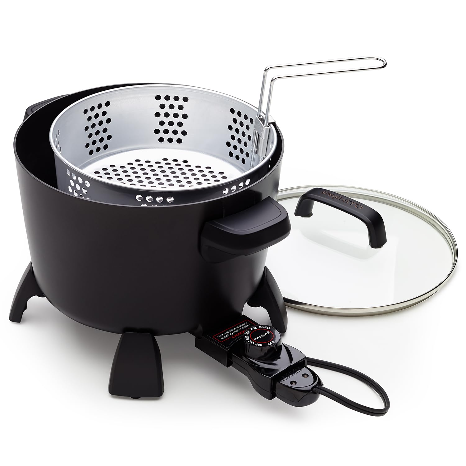 Presto 8-Quart Big Kettle Steamer and Deep Fryer Multi-Cooker Black