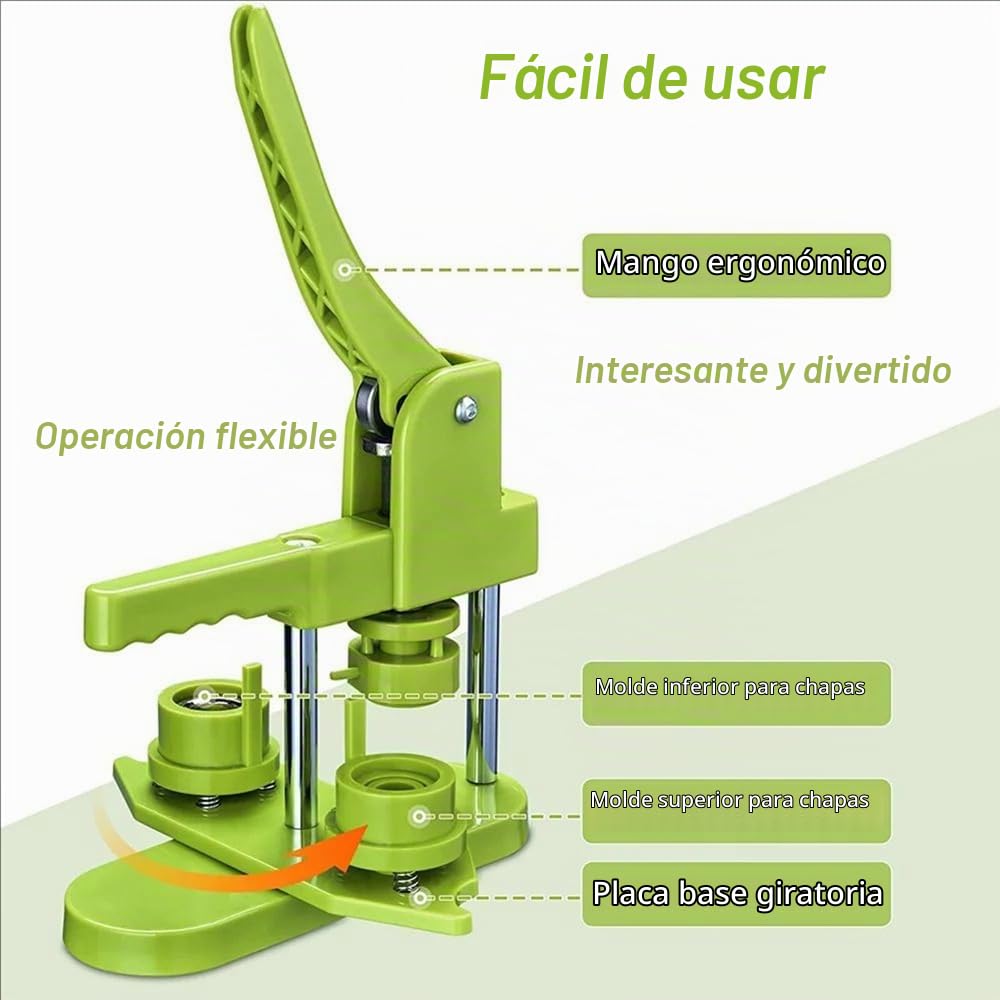 RATSTONE Maquina Hacer Chapas,Maquina Chapas,(58 mm/2.83 inch) Máquina Para Chapas De Hojalata,Con Consumibles 400pcs,Adecuada Para Estudiantes,Niños,Adultos,Regalos Diy,Fabricación De Pins(Verde)