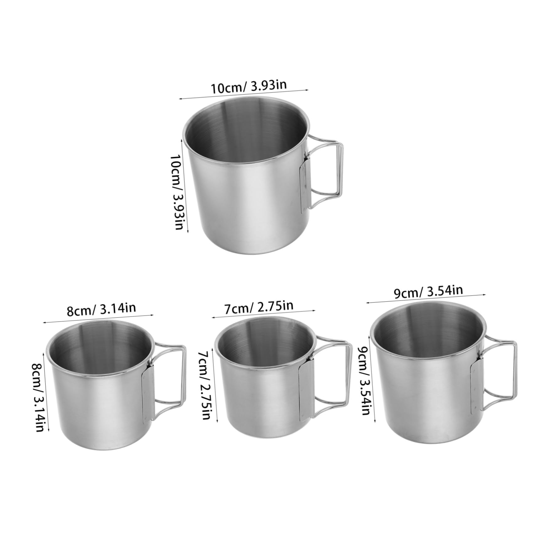 KOMBIUDA 4 Stück Edelstahl Becher Outdoor Faltbare Campingbecher aus Edelstahl Tragbar und Leicht für Camping Reisen und Grillen