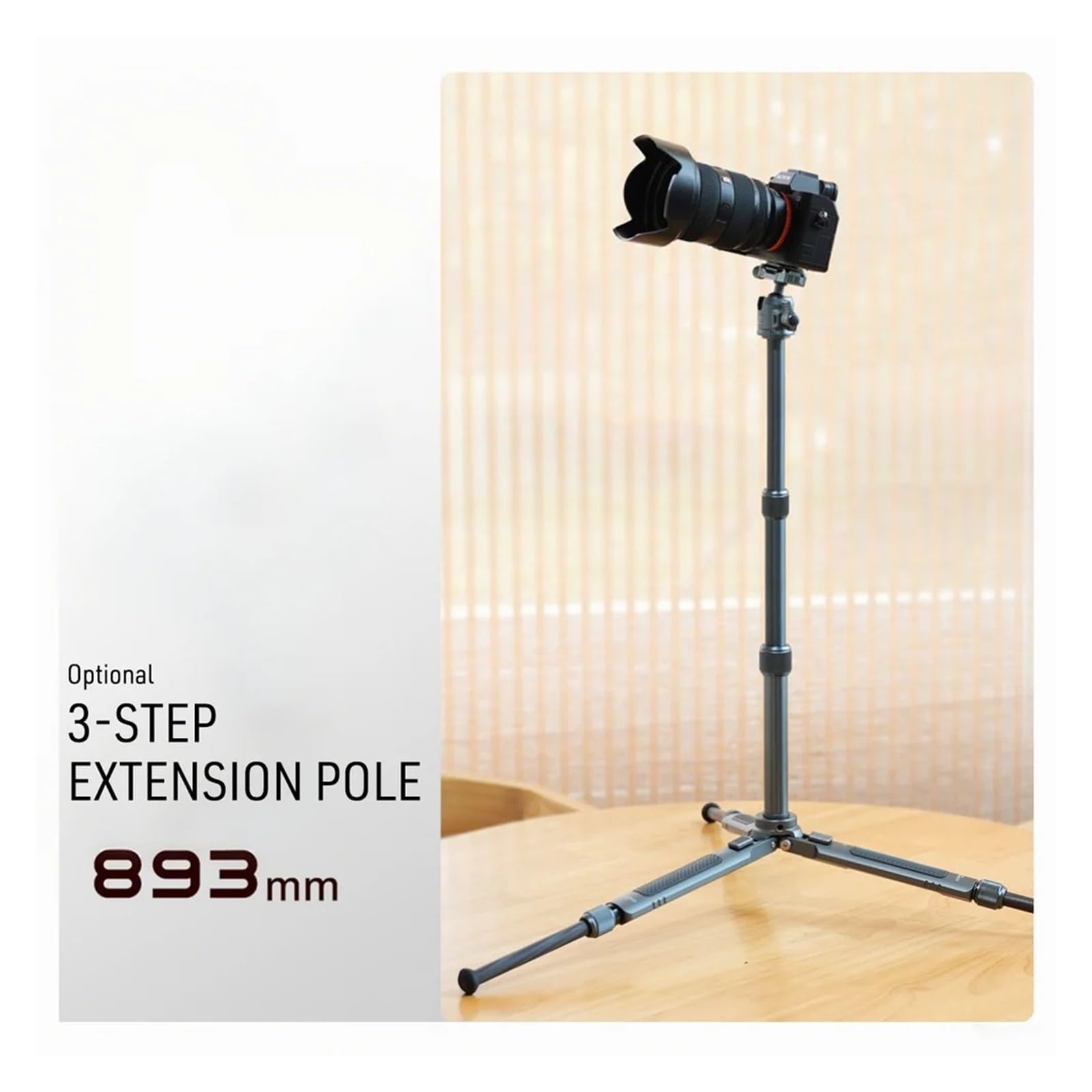 Treppiede da tavolo in fibra di carbonio con testa a sfera for fotocamera | Supporto compatto telescopico, supporto leggero ideale for riprese video vlog(Tripod Set A)