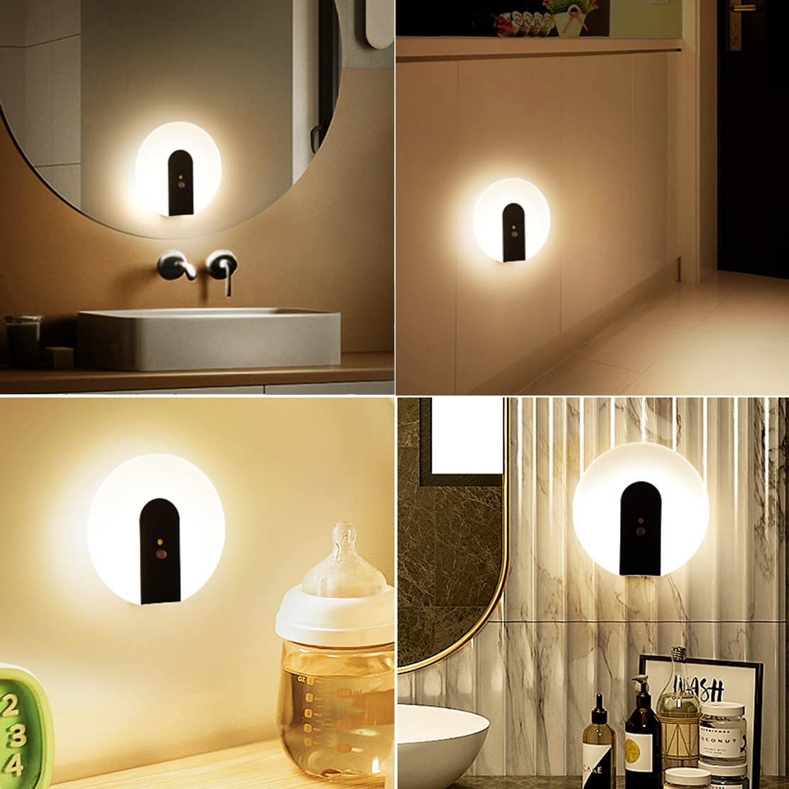 Bezprzewodowa lampa ścienna LED z czujnikiem ruchu wewnątrz zasilana bateriami, lampa ścienna ładowana przez USB, z przełącznikiem, lampa schodowa, sypialnia, lampka nocna, przenośna