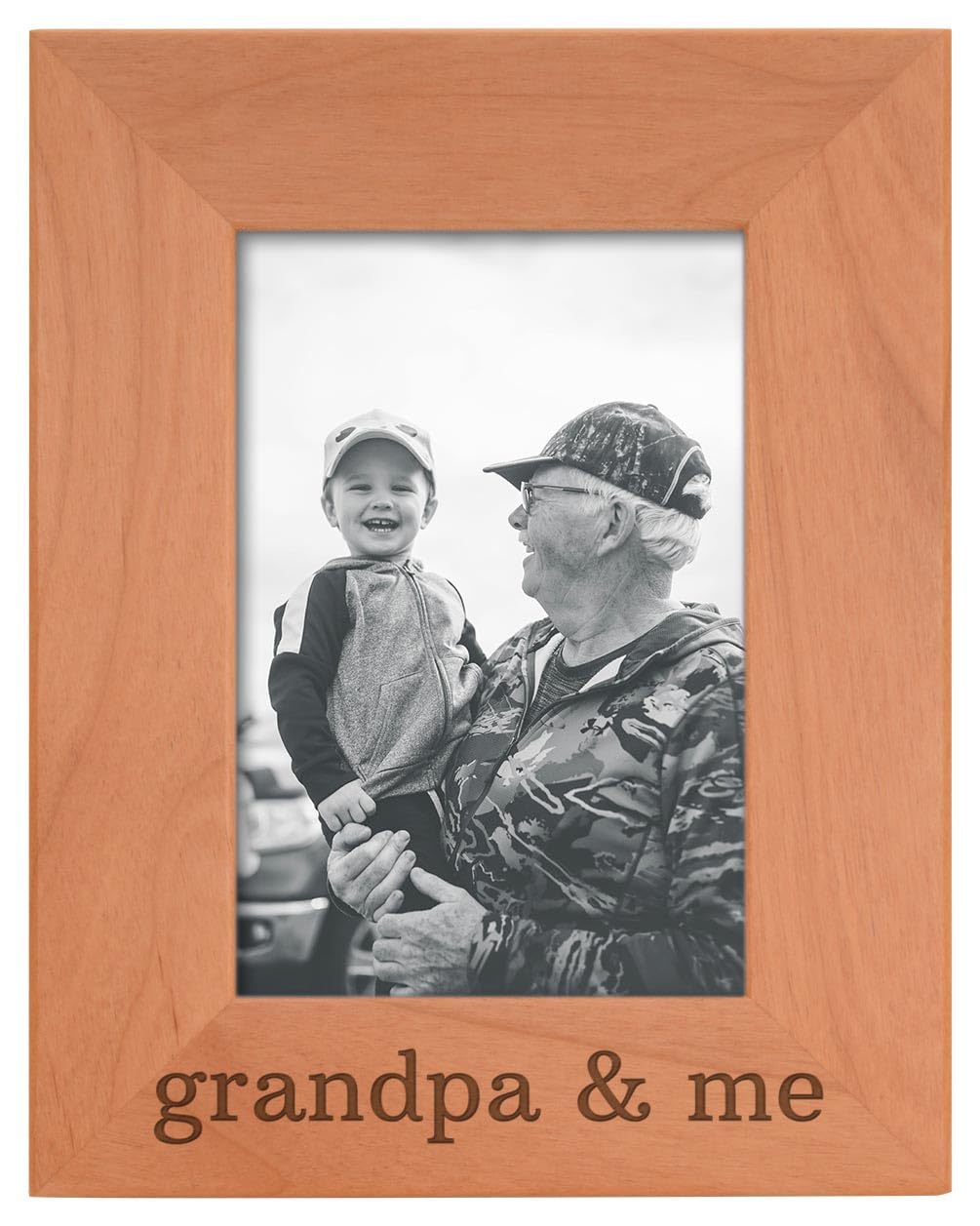 Personalized Gifts Grandpa Gift Grandpa and Me Grandchild Natural Wood Engraved 4x6 Portrait Picture Frame Wood