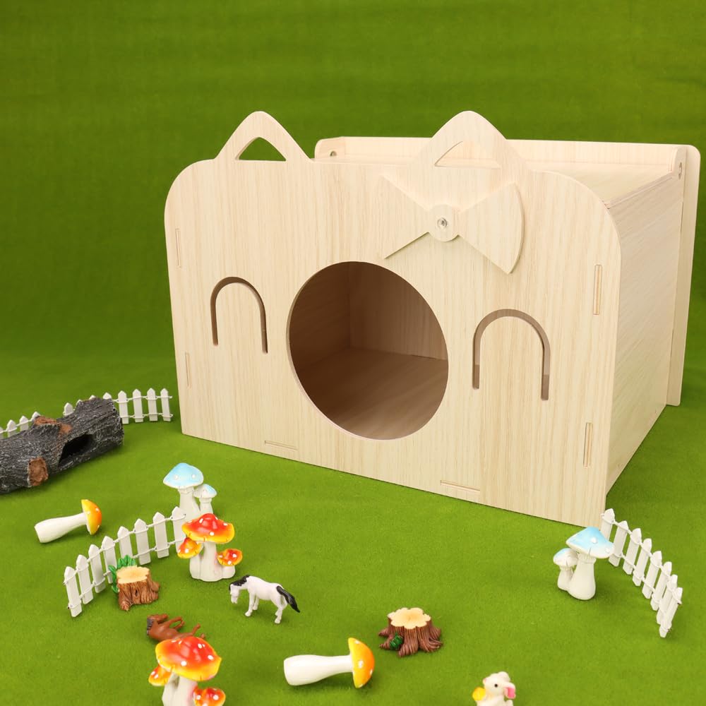 Indoor Cat Bed Cat Wood House and Bed A Private Leisure Space for Small to Medium Cats, Guinea Pig,Chinchilla and Bunny