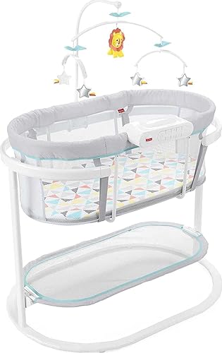 Fisher-Price - Cuna mecedora con movimientos suaves y calmantes para bebés para dormir, con móvil de lujo colgante y dos modos de proyección de
