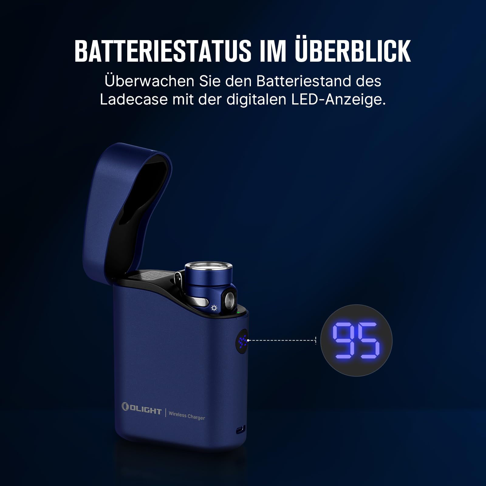 OLIGHT Baton 4 kit Mini LED Taschenlampe Wiederaufladbare mit dimmbarem Ladecase, Handlampe bis zu 190 Tage Laufzeit, 1300Lm 170m Leuchtweite superhell klein Flashlight für Alltag, IPX8 Blau