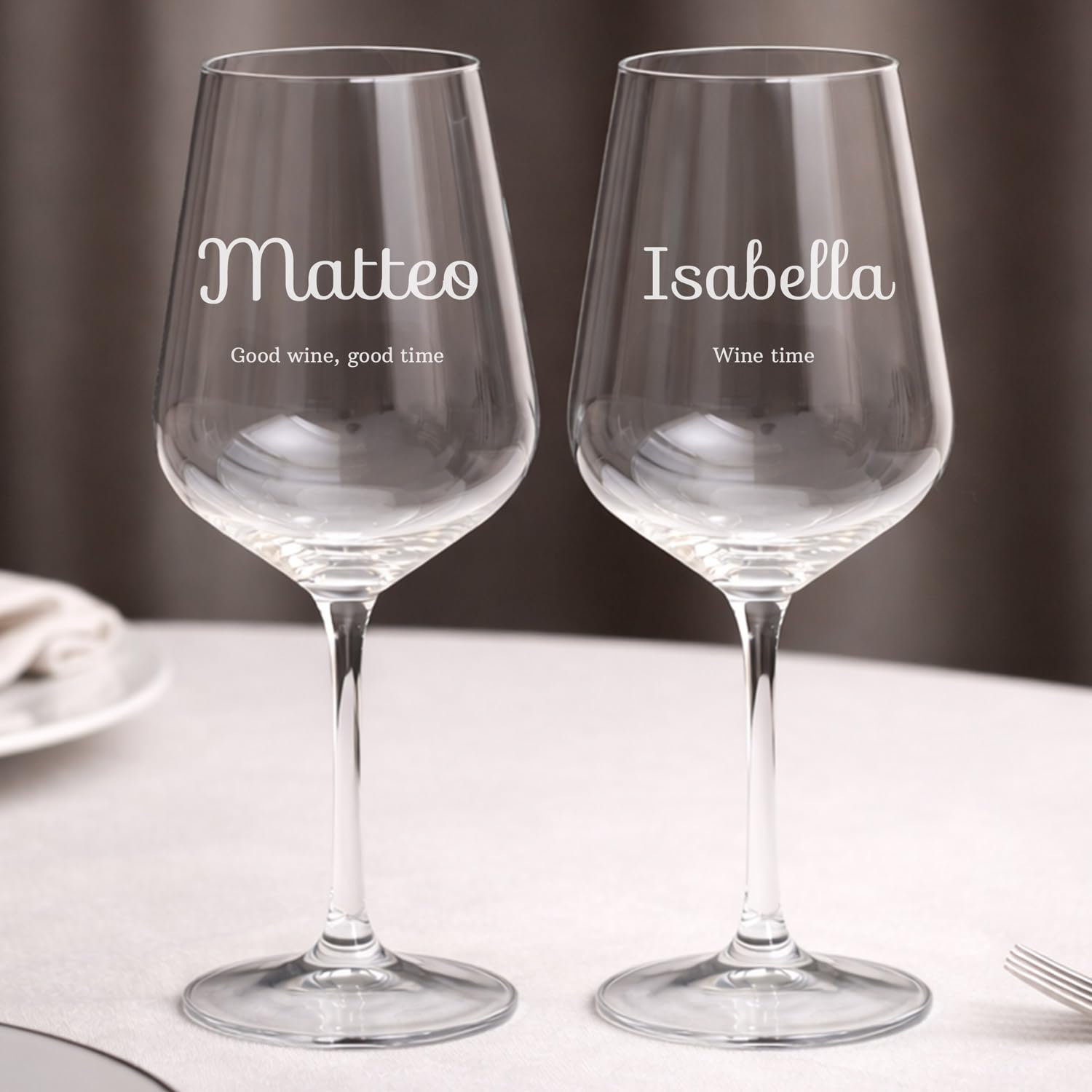 Wanapix | Calice di Vino Personalizzato | Opzione Regalo | Bicchiere da Vino | Cristallo di Boemia | Inciso al Laser | 45 cl | Regalo originale | Anniversario - Testo