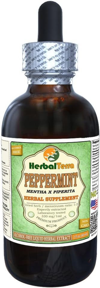 Peppermint (Mentha X Piperita) Glycerite, Organic Dried Leaves Alcohol-FREE Liquid Extract 2 oz