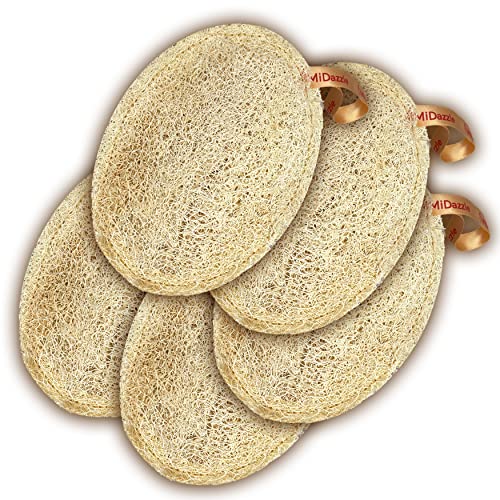 Image of Midazzle 100% Natural Body Scrubber Loofah for Bathing (Oval) (Pack of 5)