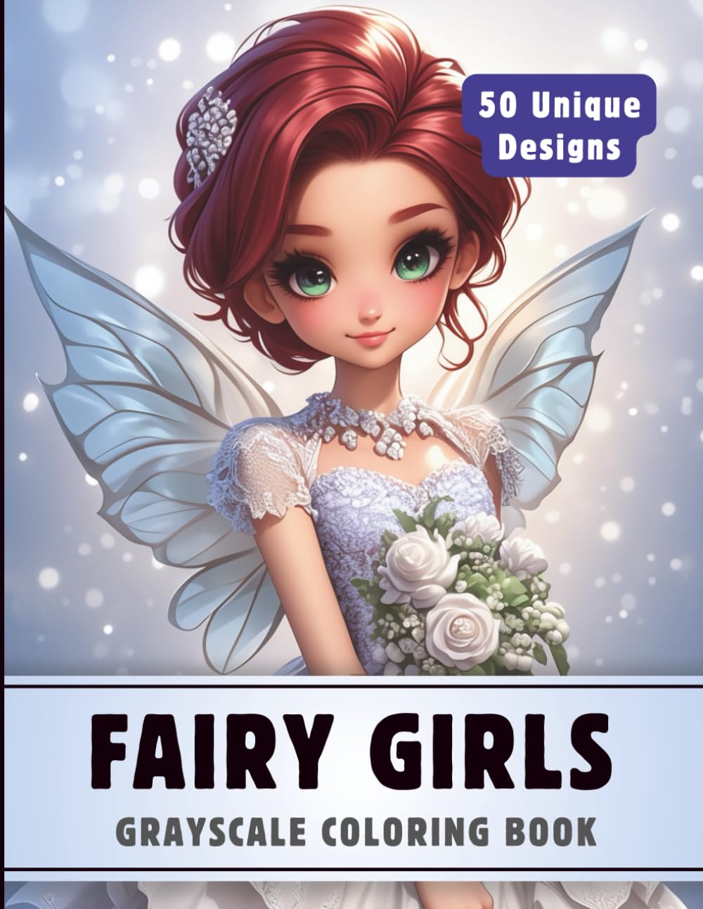 Fairy Girls Coloring Book: Grayscale Coloring Book for Adults with 50 High-Quality and Unique Illustrations for Relaxation and Stress Relief. (Premium Grayscale Coloring Books for Adults)
