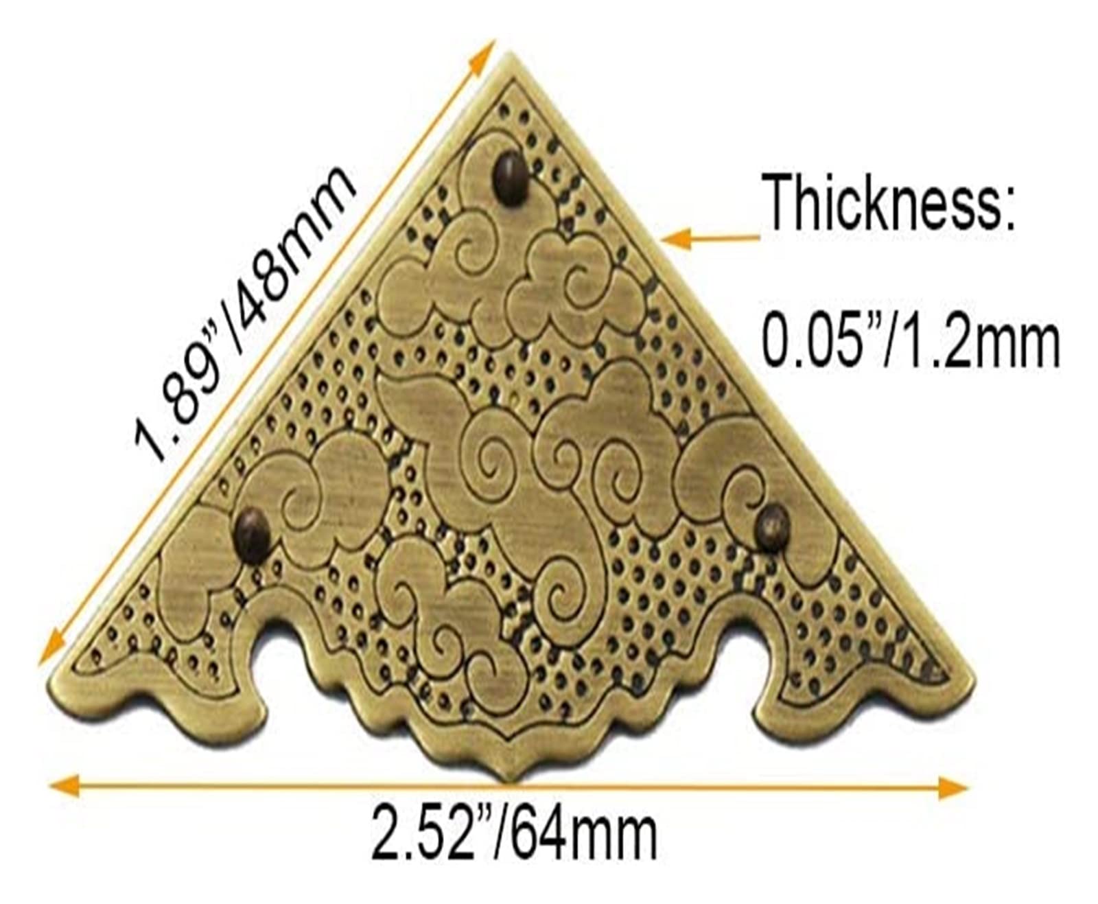 Paraspigoli, Angoli Decorativi for scatole in Bronzo Antico