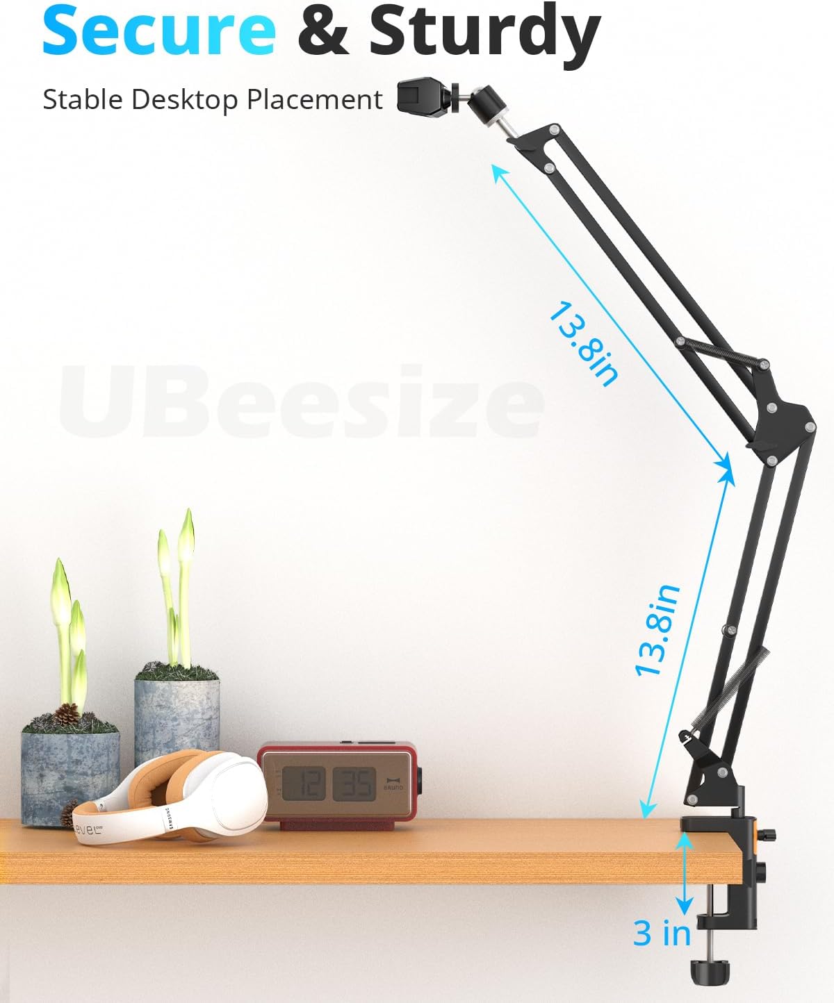 UBeesize Overhead Phone Mount, Flexible Webcam Arm with Phone Holder and Ball Head, Overhead Tripod for Phone Drawing Live Streaming Cooking Flat Photography - Image 3