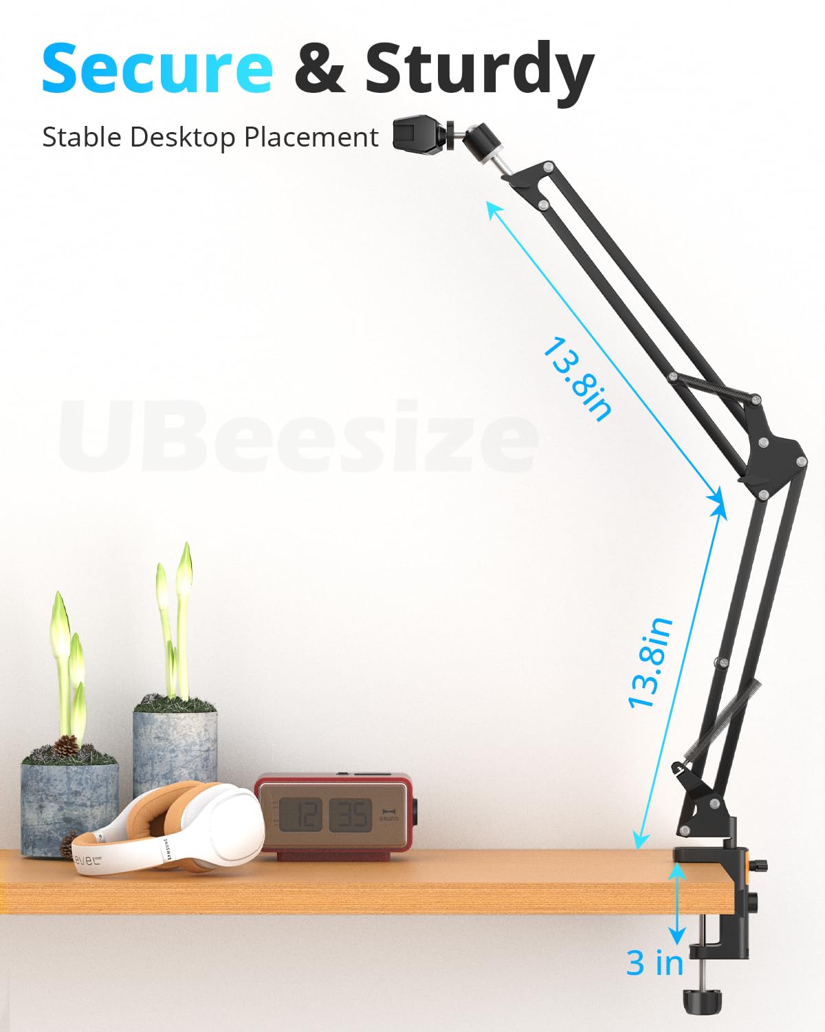 UBeesize Überkopf-Telefonhalterung, Flexibler Webcam-Arm mit Handyhalterung und Kugelkopf-Stativ für Telefon, Zeichnen, Live-Streaming, Kochen, Flache Fotografie