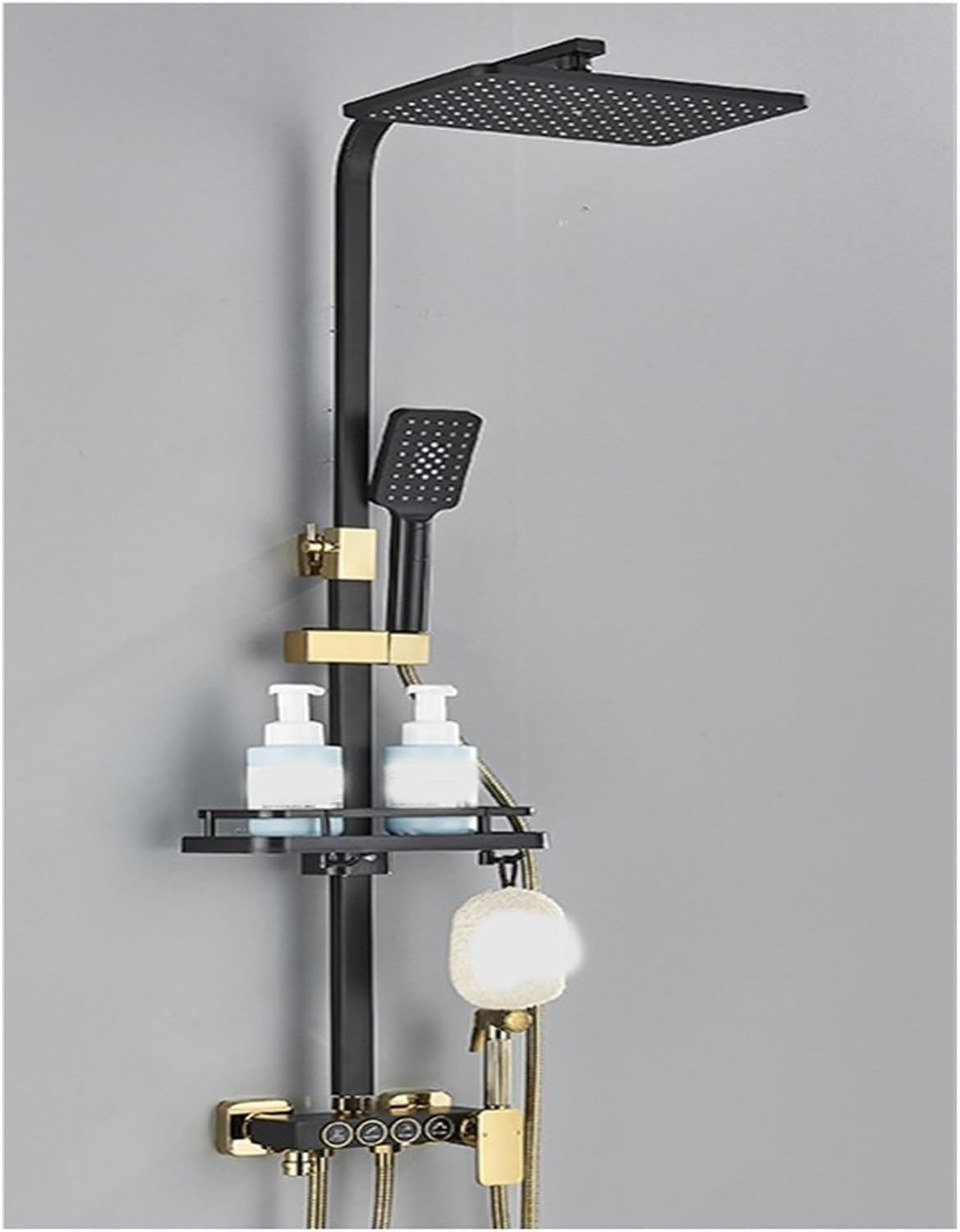 CWCQGH Thermostatic Shower Mixer Set Digital Display Bathroom Shower,Thermostatic Shower Faucet Black Set,Modern Rainfall Shower Tap for Bathroom