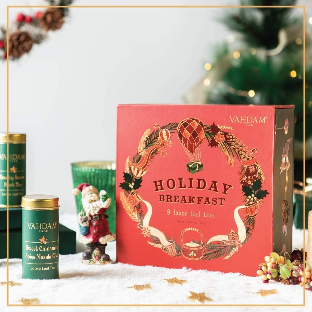 VAHDAM, Thé Coffret Thé Noël Cadeau de Noël - 9 Variétés de Thé dans une Boite de Luxe