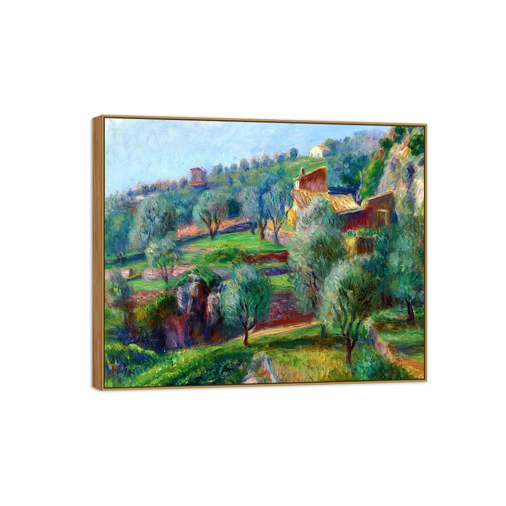 SDYSKKUG William Glackens Canvas Wall Art Prints for Living Room. Terrace 95x80cm Wood Frame