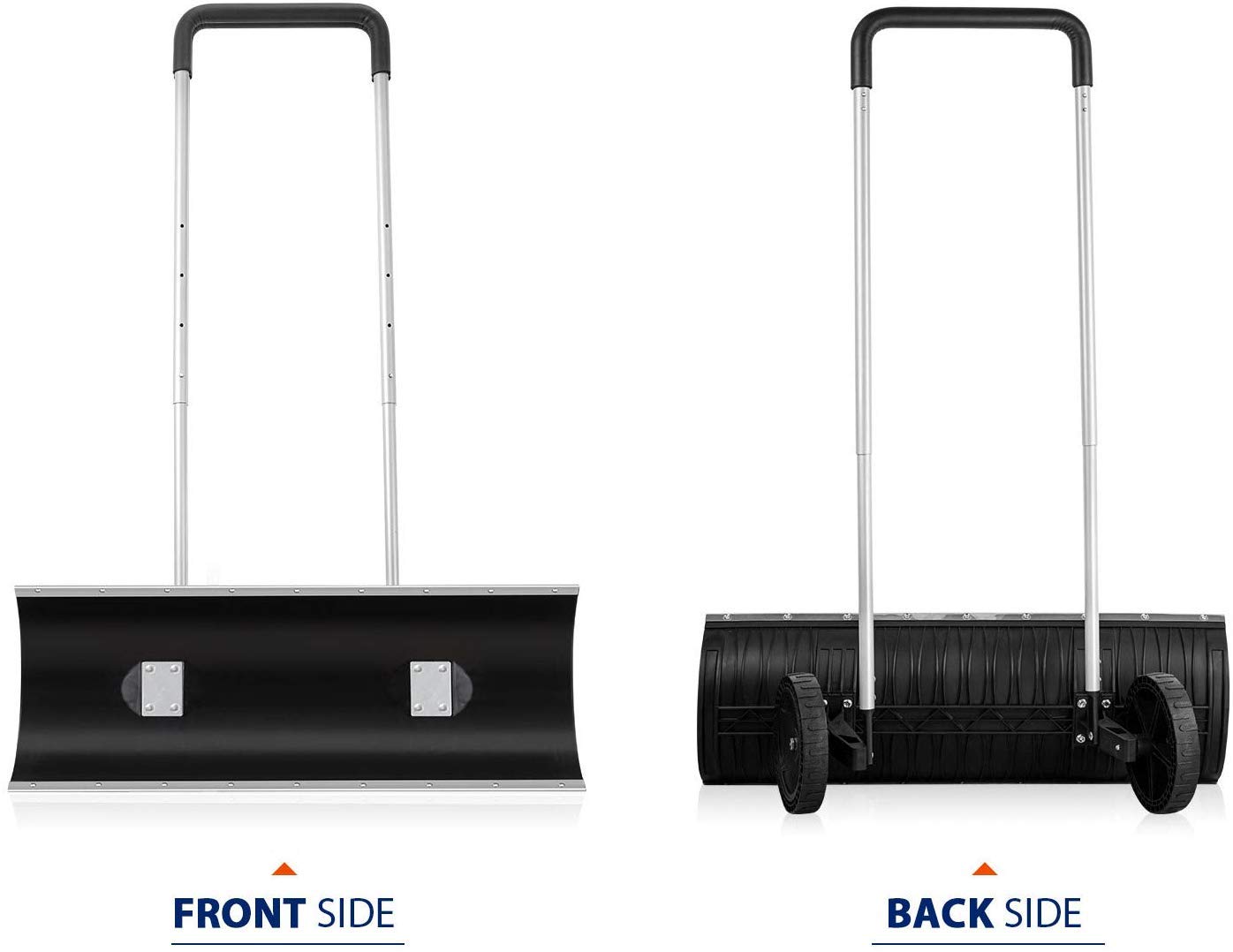 ORIENTOOLS Heavy Duty Snow Shovel, Rolling Adjustable Snow Pusher with 24cm Wheels, Efficient