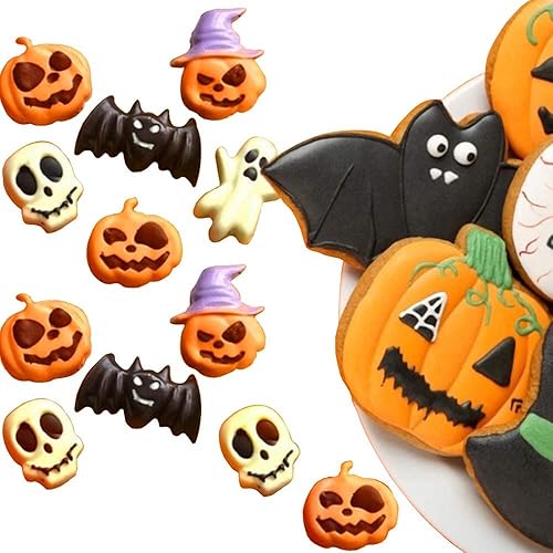 Miniatura 4 de Moldes de silicona para chocolate para Halloween, 2 moldes para hornear con forma de calabaza, murciélago, cráneo, fantasma, 2 unidades,