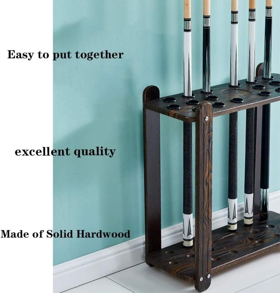 Billiards Rack Billiard Racks Wooden Pool Snooker Rack Black Wood Grain Finish Pool Stick Holder Pool Holder