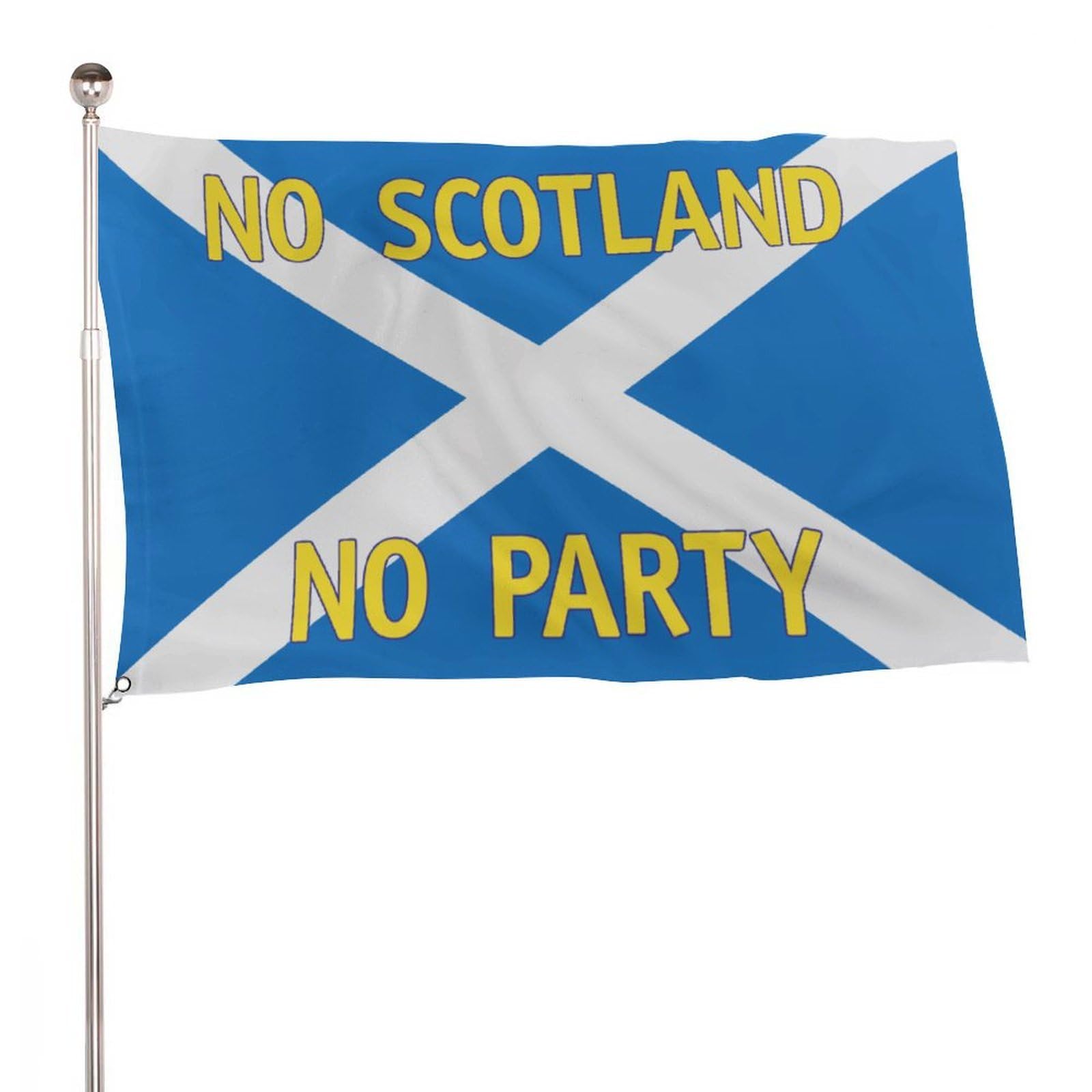 No Scotland No Party Flag 115D Polyester 5x3 Ft with 2 Metal Eyelets