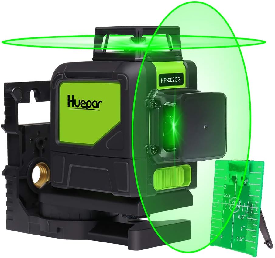 Huepar 902CG 2 x 360° Cross Line Laser Level Self-Leveling with Pulse Mode