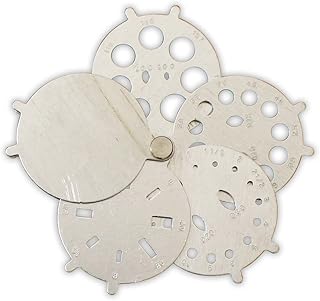Folding Diamond Gauge | 4 Part Aluminum Measure | Designed To Measure Round, Baguette & Marquise Stones | .01 to 2.10 Ct Range | Compact 1-3/8" (3.5 cm) Design