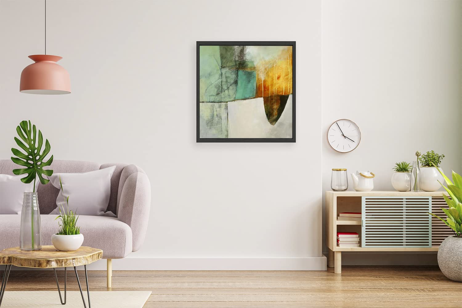 VERRE ART Printed Framed Canvas Painting for Home Decor Office Wall Studio Wall Living Room Decoration (14x14inch Black Floater) - Submerge #2