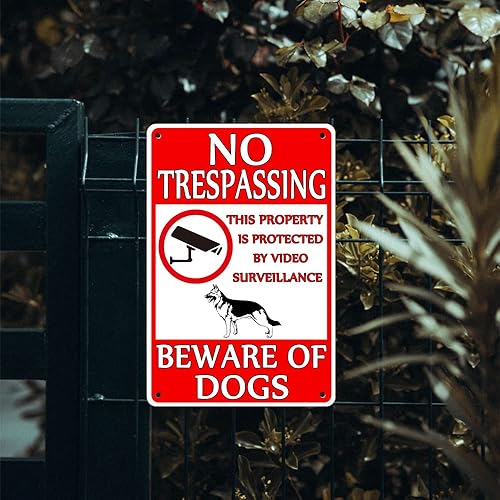 Miniatura 10 de Beware Of Dog Metal Sign Funny Warning Signs For Property Is Protected By German Shepherds Tin Sign Beware Of Dogs Signs For Fence Decorations