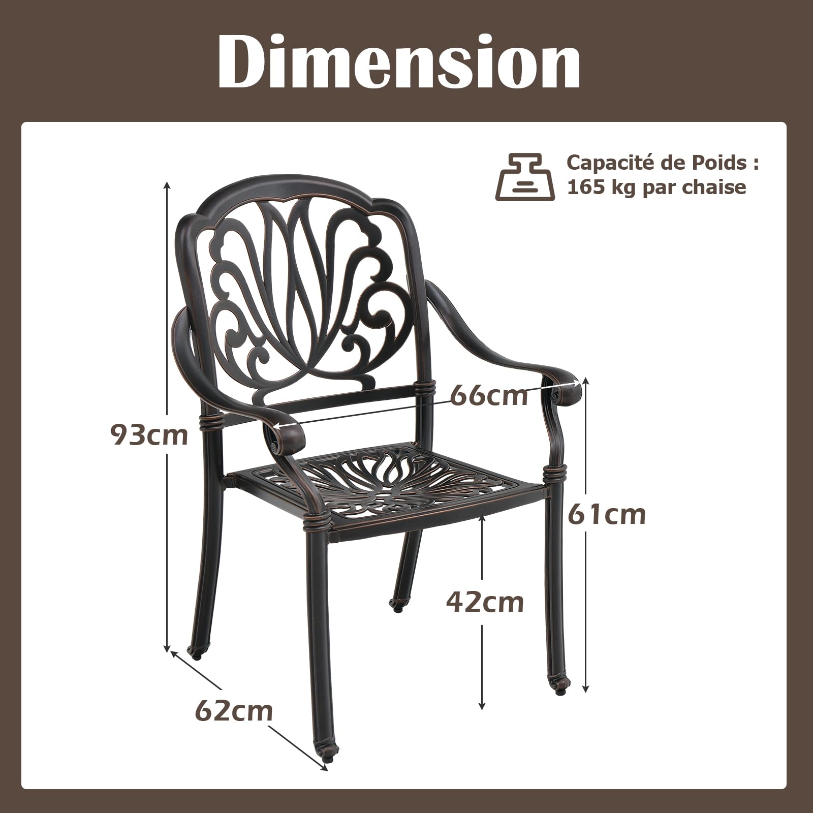GOPLUS - Juego de 2 sillas de jardín al aire libre de aluminio, 66 x 62 x 93 cm, sillón de jardín de metal apilables con apoyabrazos, patines de pie ajustables, apto para terraza, patio, balcón y