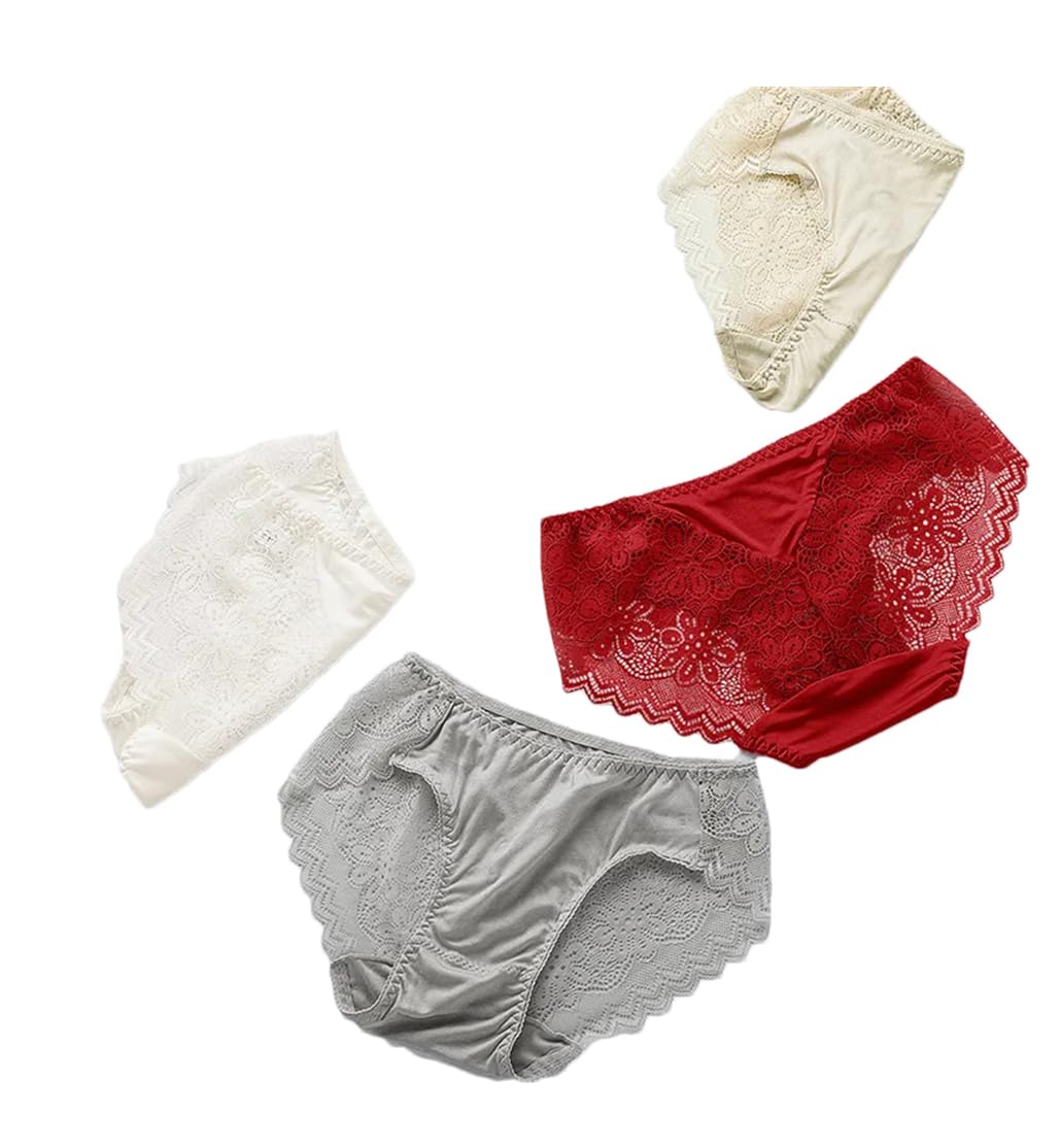 Silk Panties For Women Knit Briefs Panties Lace Hollow Out Womens Underwear F L 3pcs