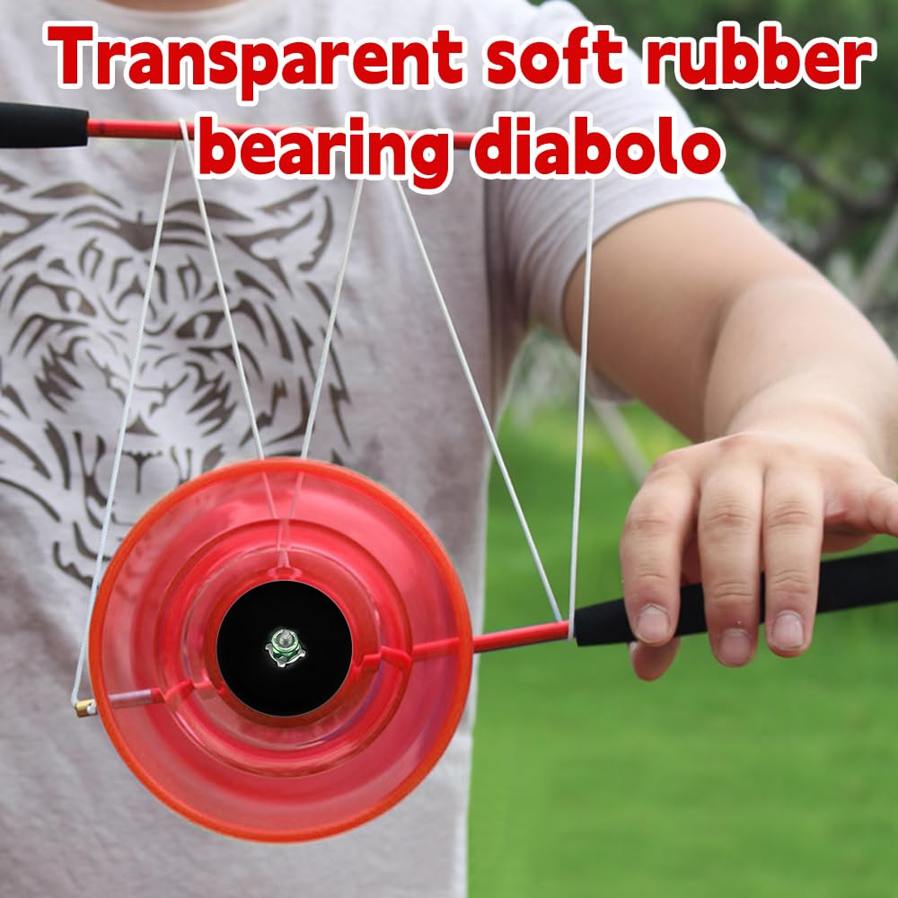 Diábolo con Rodamientos De Bolas, Juego De Diábolo, Juego de Malabares LED Diabolo para Niños, 4 Colores De Luz, 10m Cuerda de Repuesto, Juego de Malabarismo para Profesional, Principiantes