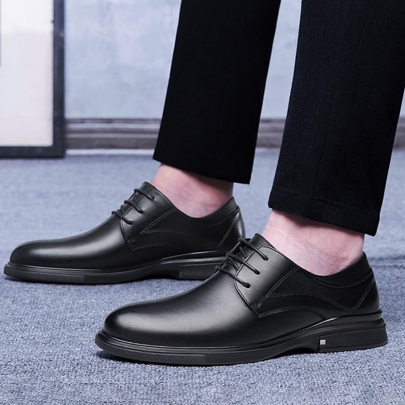 Men's Lace-up Business Dress Shoes Black Casual Shoes Breathable Soft Sole British Korean Wedding Shoes for Men