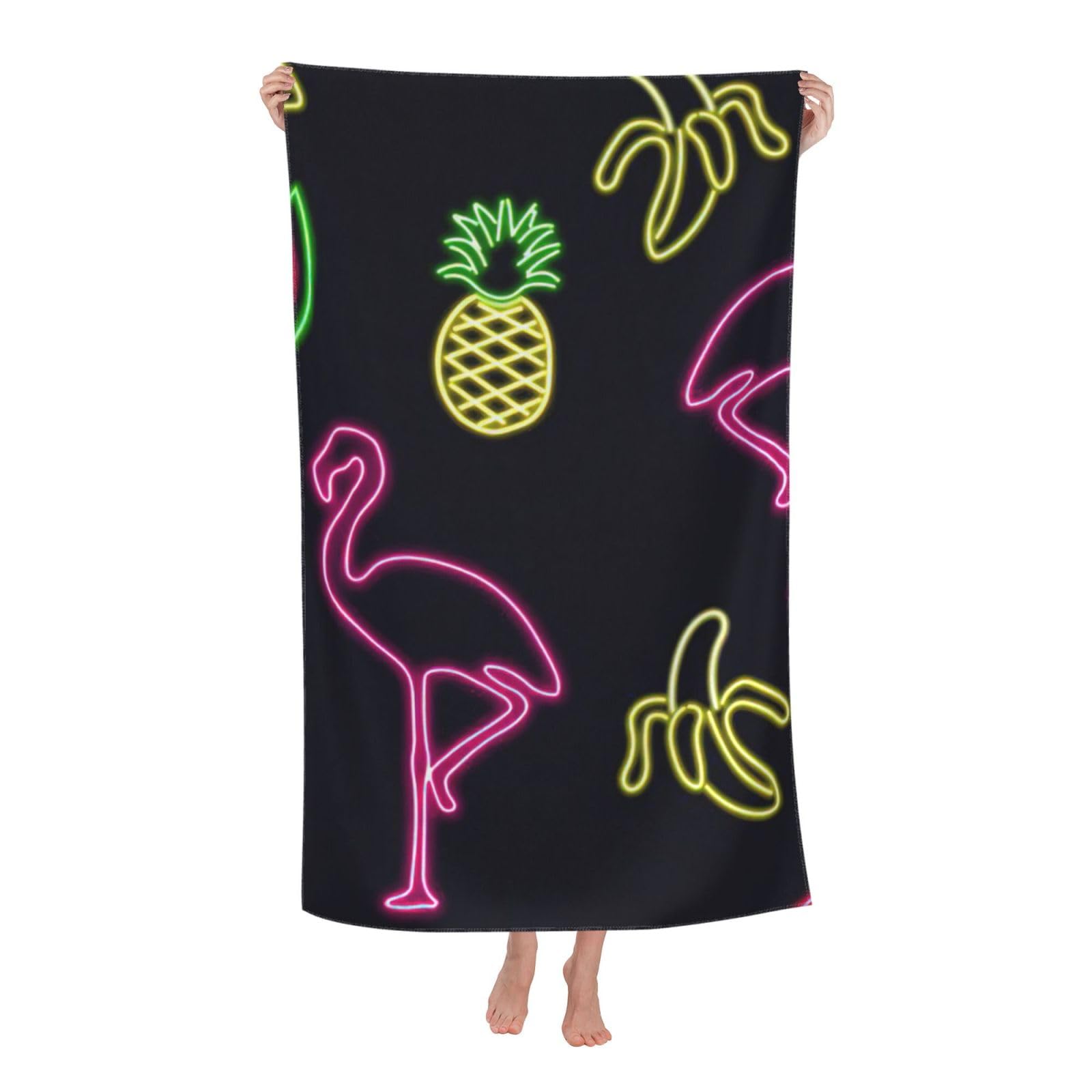 NImongt Pineapple Banana Flamingo Print Oversized Adult Beach Towel For Travel Weekend Getaways Festivals Camping Trips