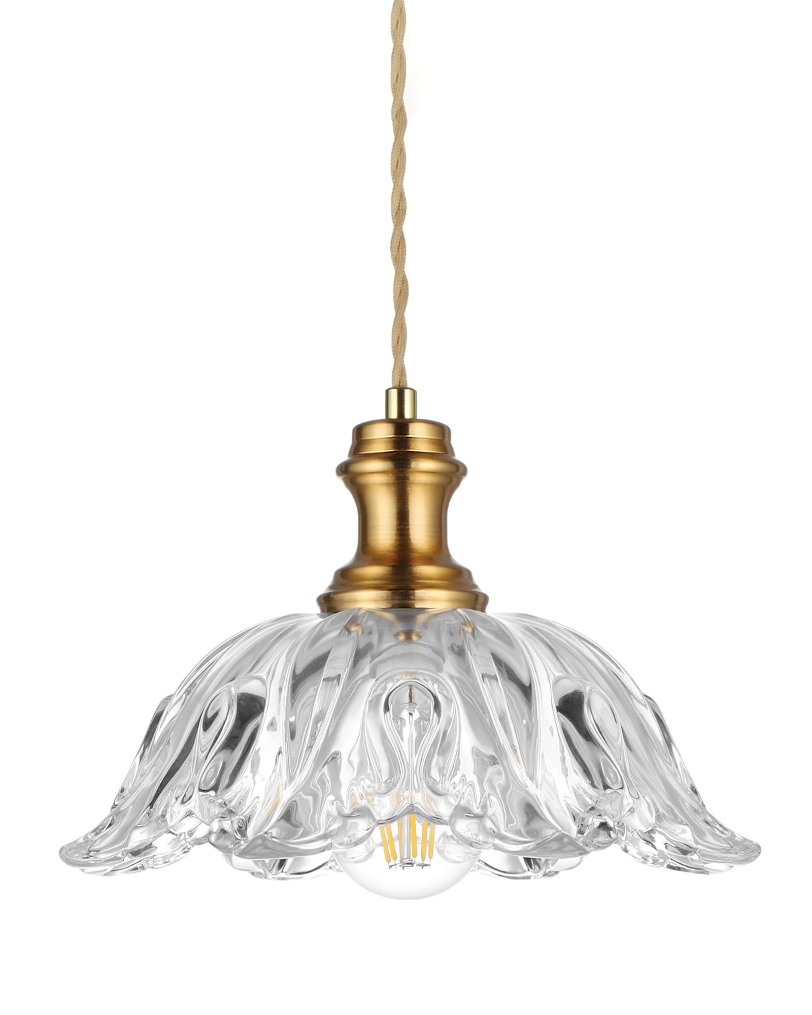 SADUENFR Gold Glass Pendant Lights, 10.6" 1-Light Vintage Hanging Light ...