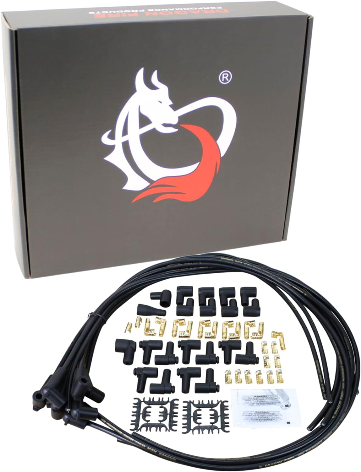 Dragon Fire 8.5mm True Universal Kit 500 Ohm ft. 90 High Performance Spark Plug Wire Set For All Chevy Dodge Ford Small Block Big Block V8 SBC BBC SBF BBF HEMI Female Socket Points Male HEI PWJ216