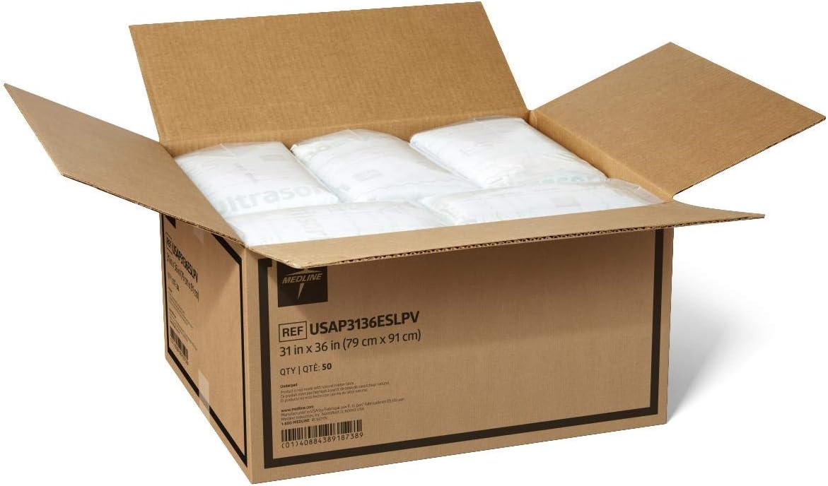 Medline Ultrasorbs Advanced+ Premium Disposable Underpads, 30" x 36", 50 Count, Super Absorbent Bed Pad