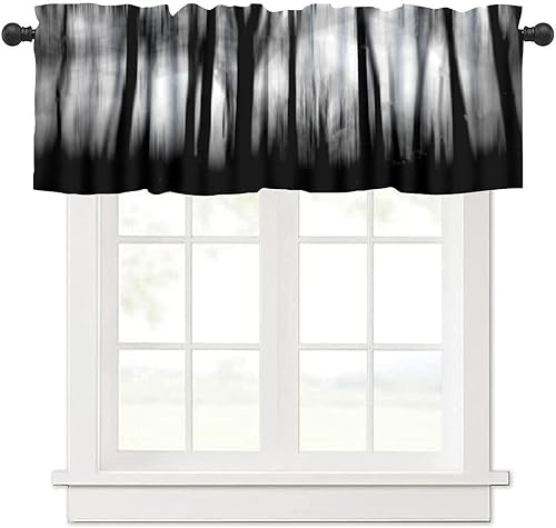 Miniatura 47 de Cortinas de cenefa de bosque gótico, cenefa de cortinas de bosque misterioso con niebla para cocina, dormitorio, sala de estar, 54 x 18 pulgadas