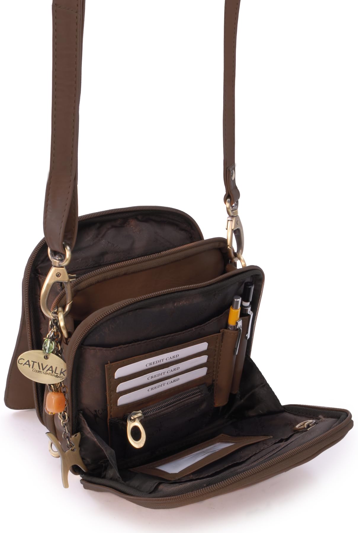 Catwalk Collection Handbags - Borsa a Tracolla Pelle - Messenger Bag Piccola da Donna - Borsa da Giorno con Multi Scomparto - Teagan
