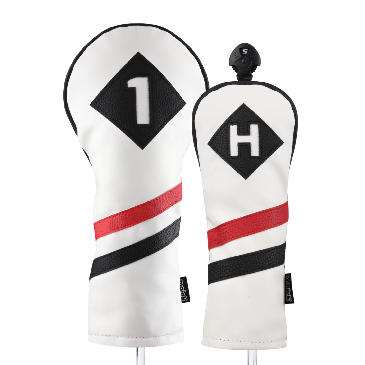 Amazon.co.jp: Majek レトロゴルフヘッドカバー ホワイト レッド