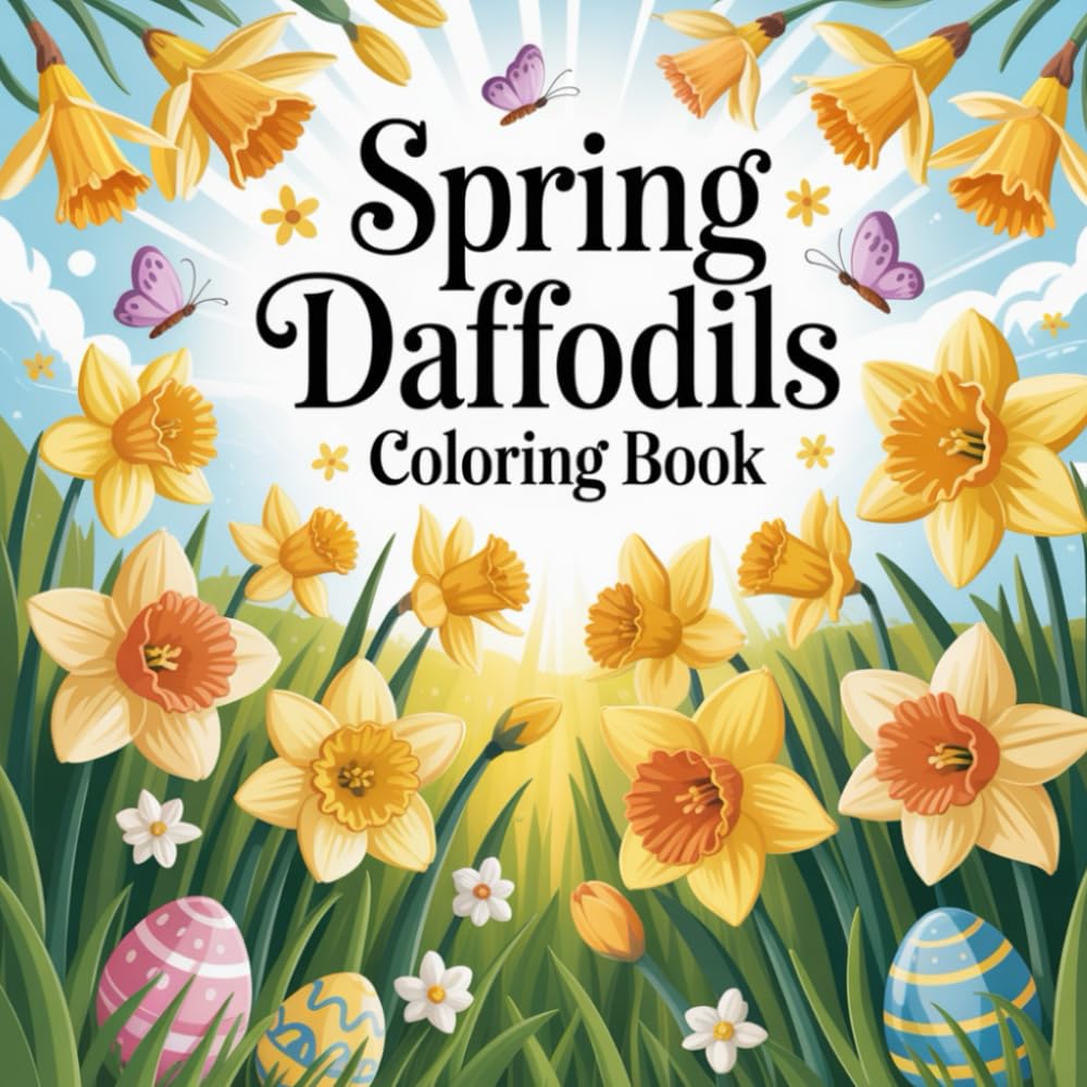 Spring Daffodils Coloring Book: Beautiful daffodils coloring book for adults, floral spring coloring book, flowers coloring book for relaxation, ... seniors, hand-drawn daffodils coloring book